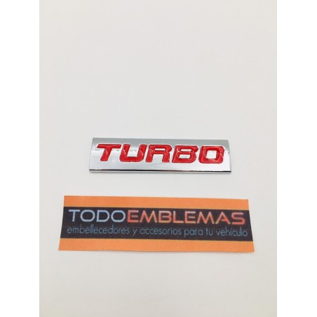 Emblema TURBO Rojo y Cromado 75x20mm