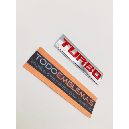 Emblema TURBO Rojo y Cromado 75x20mm