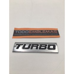 Emblema Placa TURBO Cromado y Negro 75x20mm