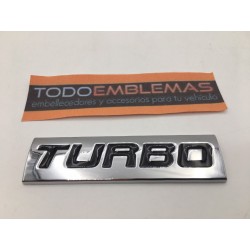 Emblema Placa TURBO Cromado y Negro 75x20mm