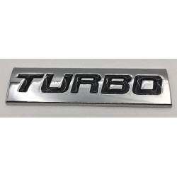 Emblema Placa TURBO Cromado y Negro 75x20mm