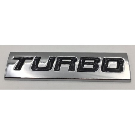 Emblema Placa TURBO Cromado y Negro 75x20mm