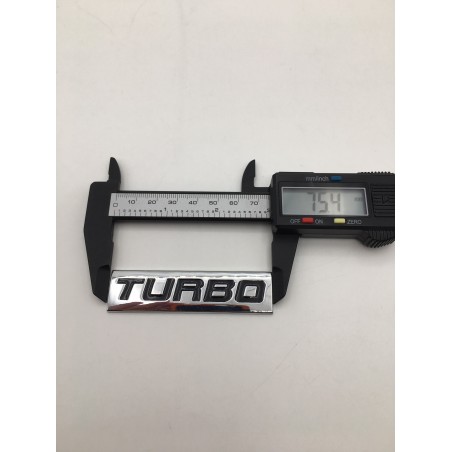 Emblema Placa TURBO Cromado y Negro 75x20mm