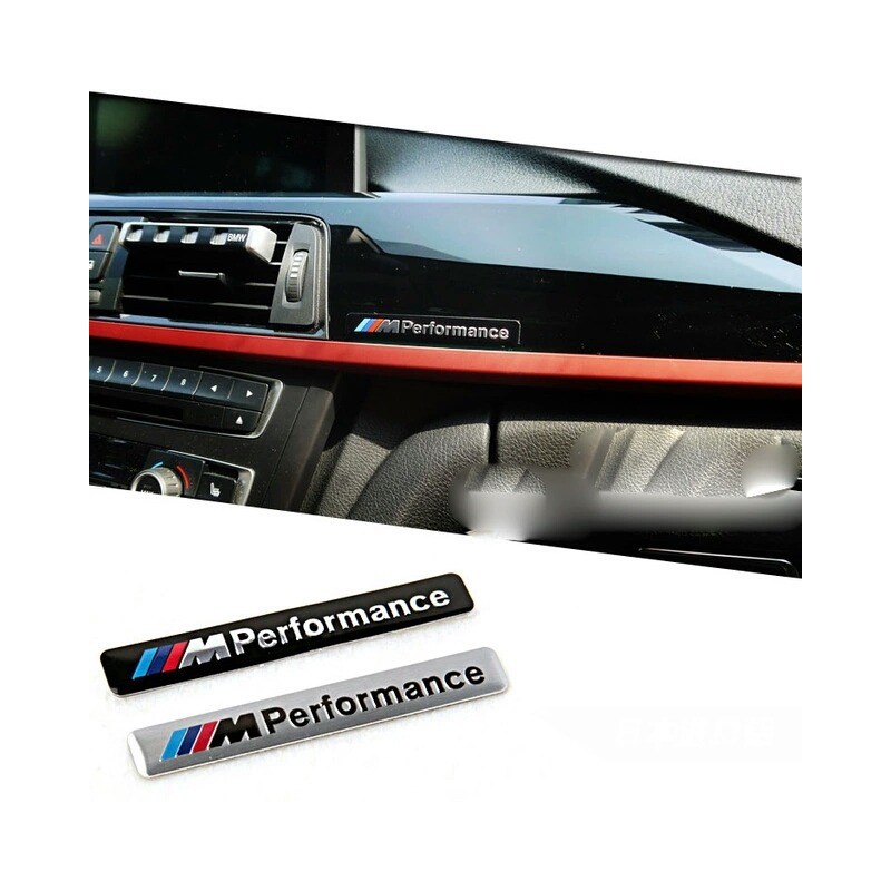Emblema Placa BMW Performance Aluminio 85x12mm Plata