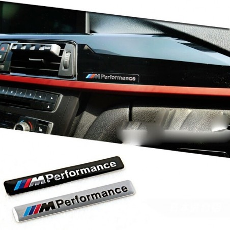 Emblema Placa BMW Performance Aluminio 85x12mm Plata