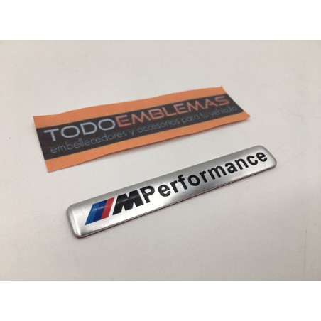 Emblema Placa BMW Performance Aluminio 85x12mm Plata