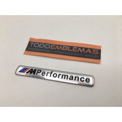 Emblema Placa BMW Performance Aluminio 85x12mm Plata