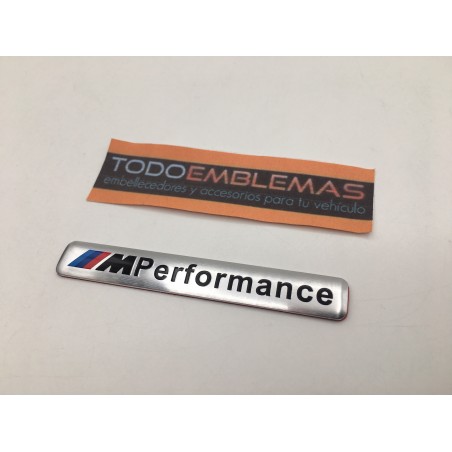 Emblema Placa BMW Performance Aluminio 85x12mm Plata