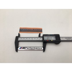 Emblema Placa BMW Performance Aluminio 85x12mm Plata