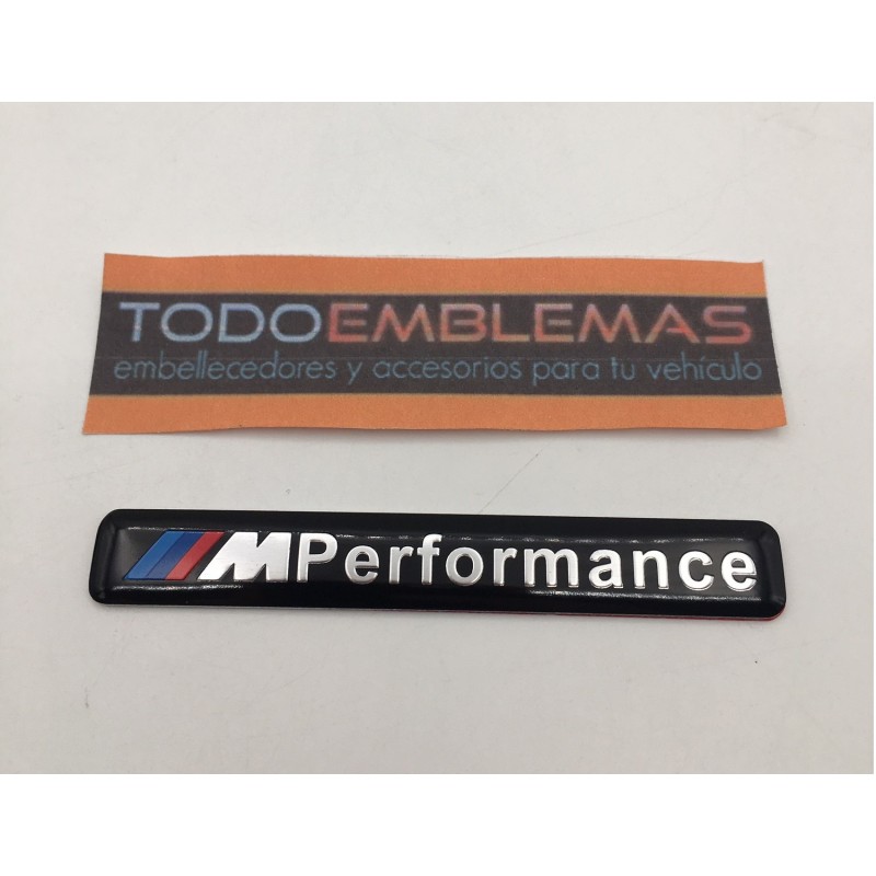 Emblema Placa BMW Performance Aluminio 85x12mm Negro