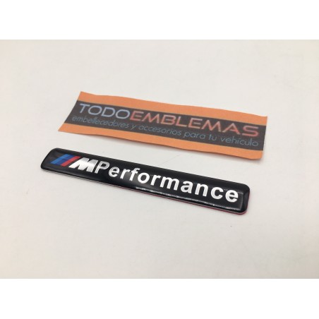 Emblema Placa BMW Performance Aluminio 85x12mm Negro