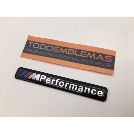 Emblema Placa BMW Performance Aluminio 85x12mm Negro