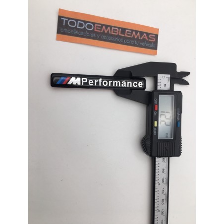 Emblema Placa BMW Performance Aluminio 85x12mm Negro