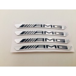 Emblema Chapa Aluminio Llantas MERCEDES BENZ AMG Plata