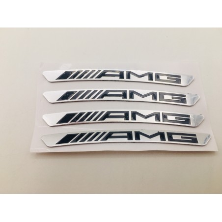 Emblema Chapa Aluminio Llantas MERCEDES BENZ AMG Plata
