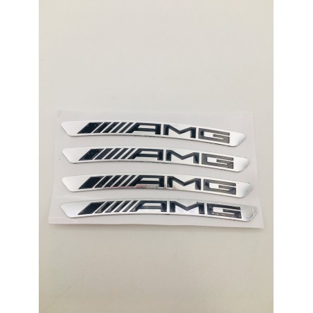 Emblema Chapa Aluminio Llantas MERCEDES BENZ AMG Plata