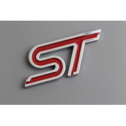 EMBLEMA TRASERO ST FORD ROJO BORDE PLATA