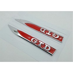 Emblemas Laterales VOLKSWAGEN GTD Rojo y Plata