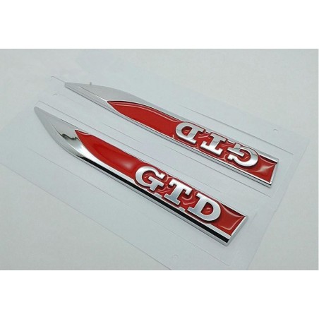 Emblemas Laterales VOLKSWAGEN GTD Rojo y Plata