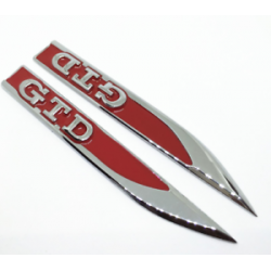 Emblemas Laterales VOLKSWAGEN GTD Rojo y Plata