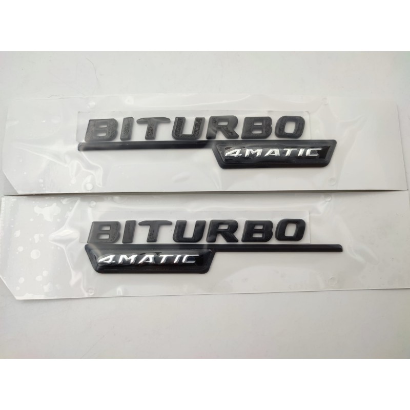 Emblemas Laterales MERCEDES-BENZ BITURBO 4MATIC Negro
