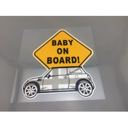 Vinilo Pegatina BABY ON BOARD MINI Gris