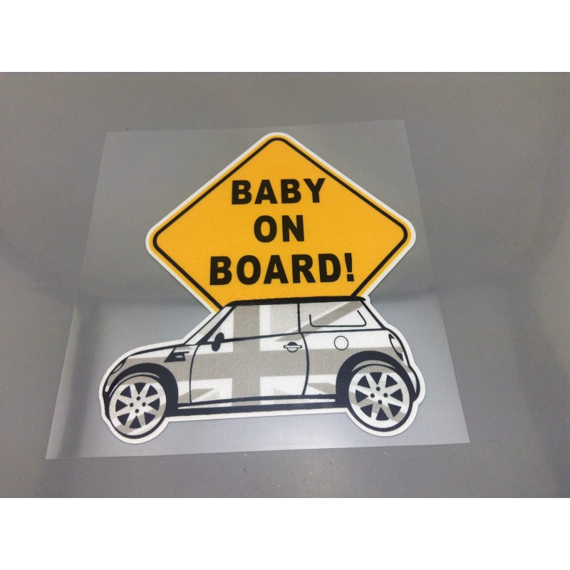 Vinilo Pegatina BABY ON BOARD MINI Gris
