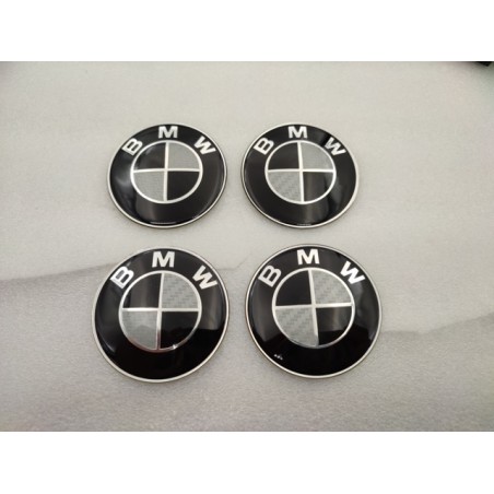 Chapas de Centro de Rueda BMW Carbono Blanco y Negro 65mm