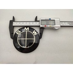 Chapa Adesiva BMW Negra 78mm Metalica
