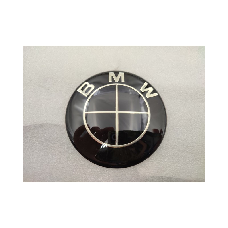 Chapa Adesiva BMW Negra 78mm Metalica