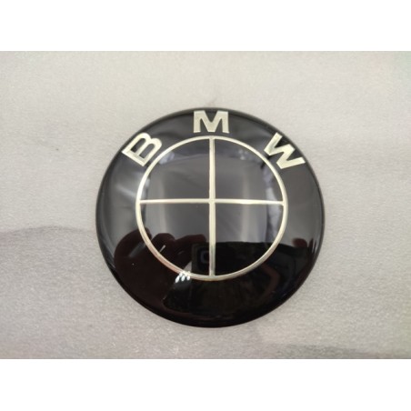 Chapa Adesiva BMW Negra 78mm Metalica