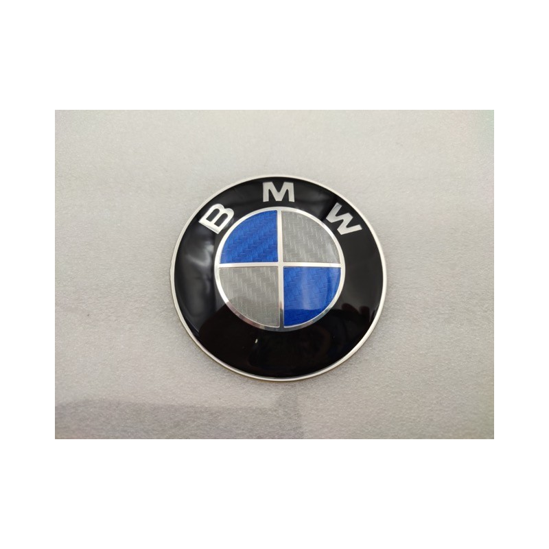 Chapa Adesiva BMW Azul Carbono 78mm Metalica