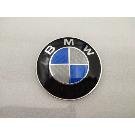 Chapa Adesiva BMW Azul Carbono 78mm Metalica