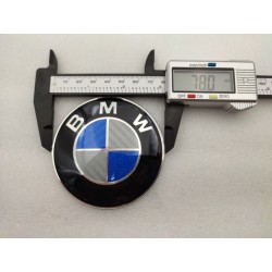 Chapa Adesiva BMW Azul Carbono 78mm Metalica