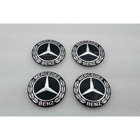 Chapas Adhesivas Centro de Rueda MERCEDES-BENZ 56mm Negras