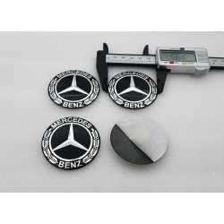 Chapas Adhesivas Centro de Rueda MERCEDES-BENZ 56mm Negras