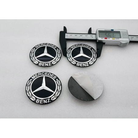 Chapas Adhesivas Centro de Rueda MERCEDES-BENZ 56mm Negras