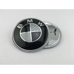 Emblema Capot o Maletero BMW Negro y Blanco Carbono 74mm