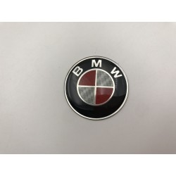 Emblema Volante BMW Plata y Rojo Carbono 45mm